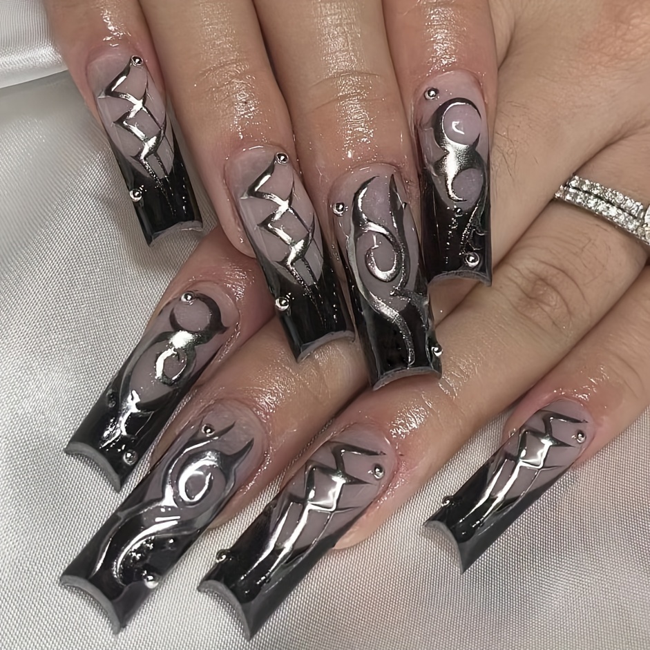 Y2k Long Coffin Press On Nails ballerina Fake Nails - Temu