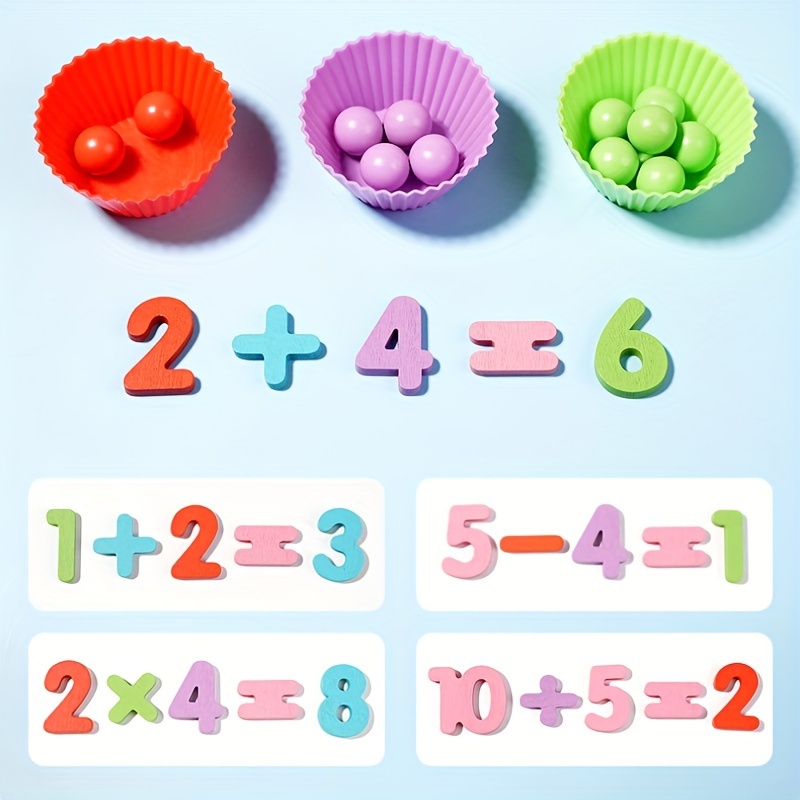 1 pack rainbow color sorting stacking color puzzle toys maths counting toys color sorting games matching games math learning educational toys clip beads game toys with wooden beads great gifts 6