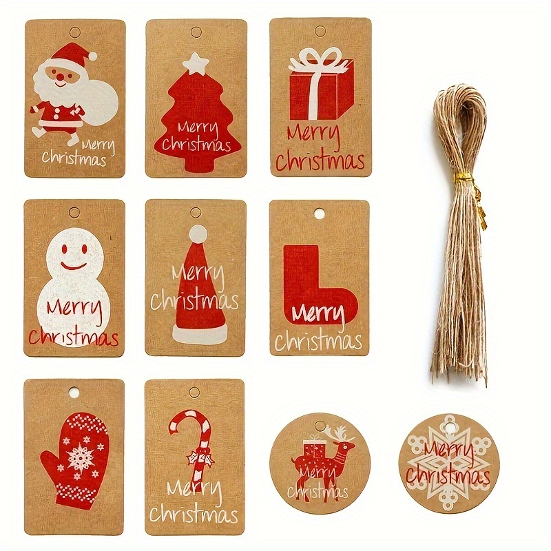 50-100pcs Holiday Kraft Paper Christmas Gift Tags To From Name