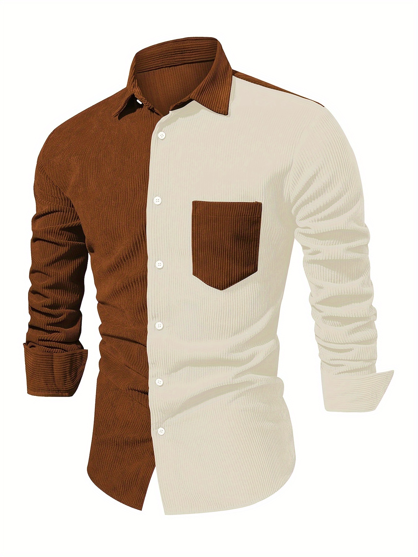 Casual Color Block Button Shirt Men's Clothes - Temu