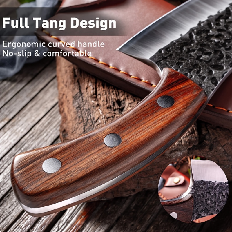 Meat Knife With Leather Cover Kitchen Utility Knives Outdoor Portable  Barbecue Grilled Meat Cutting Knife