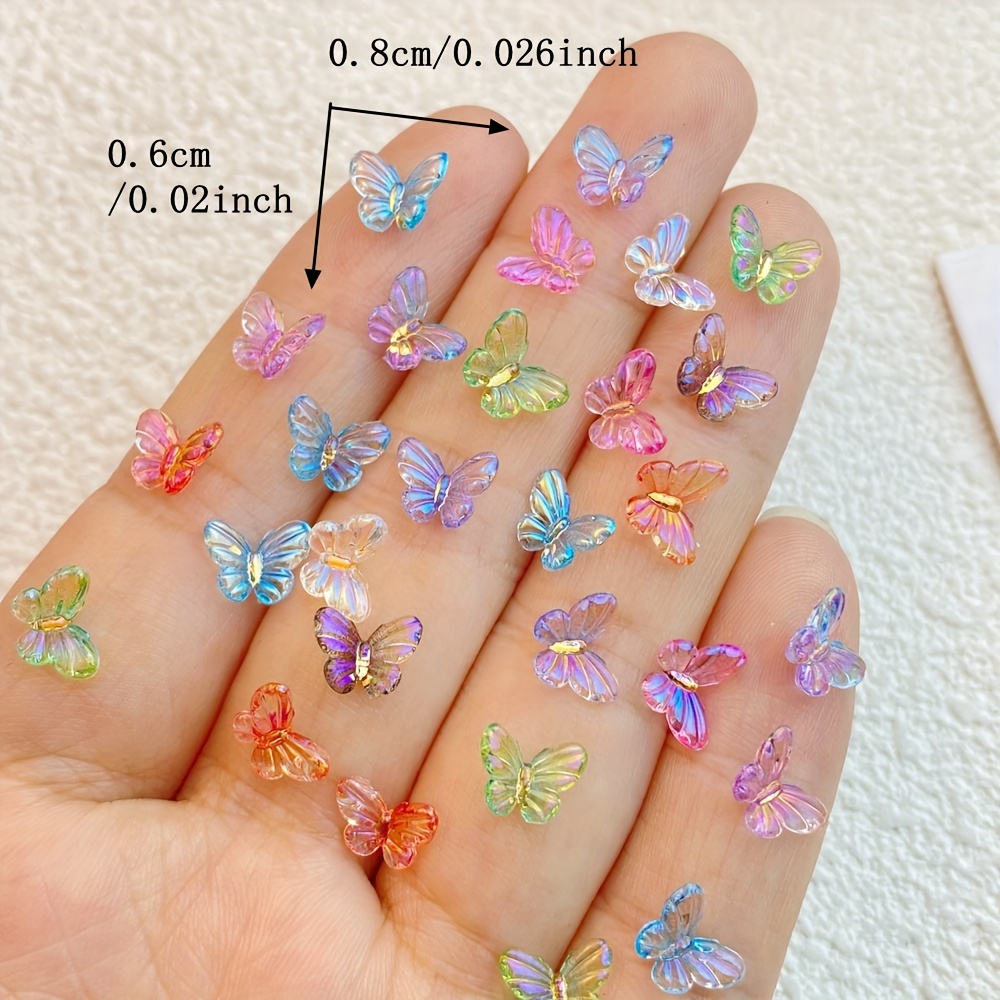 Mixed Kawaii Colorful 3d Crystal Butterfly Art Gems Flatback - Temu
