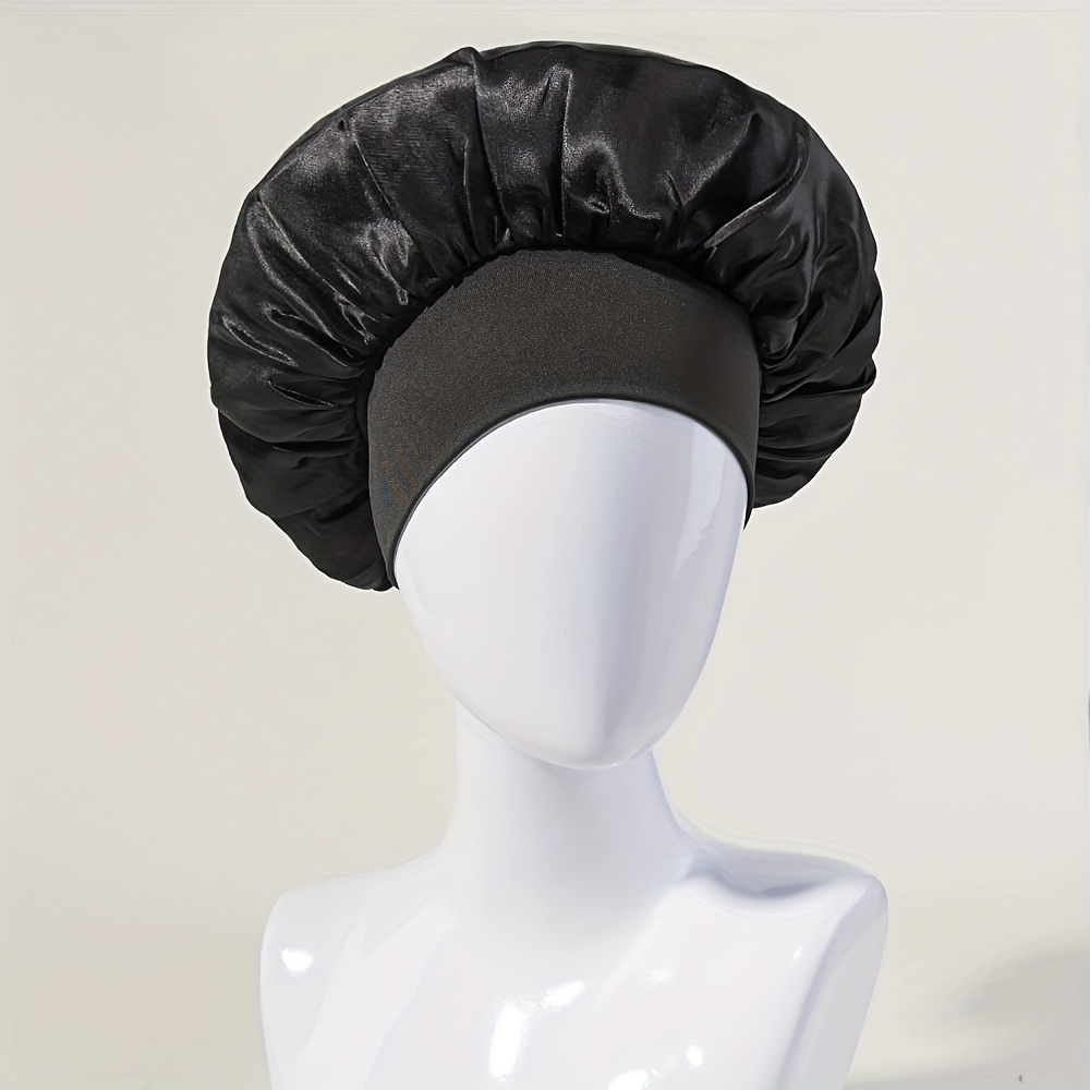2 pièces Bonnet Satin Night Hair, Bonnet de nuit Satin, Bonnet Cheveux de  Nuit en soie Bonnet pour femme (noir, argent)
