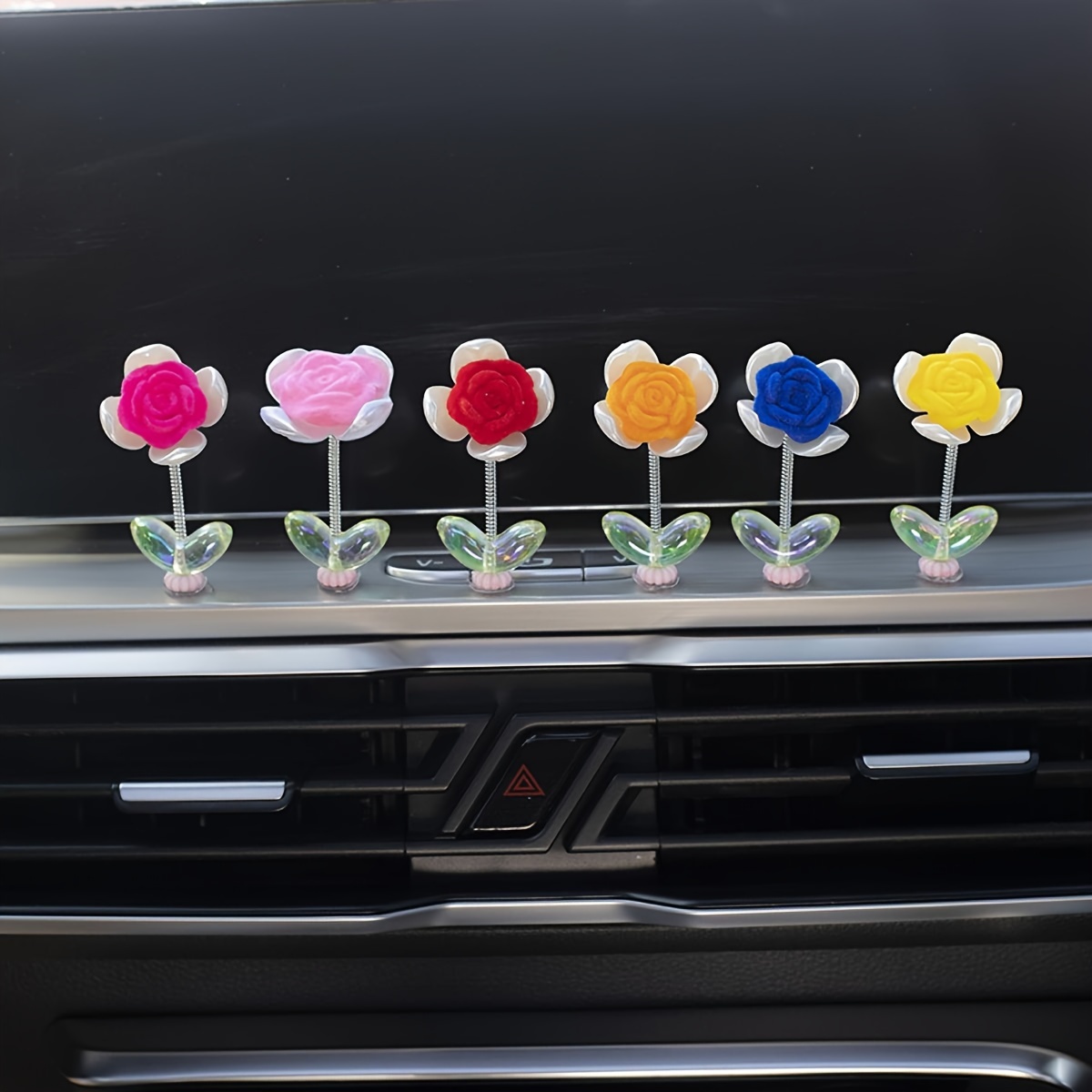 Decoración del tablero de instrumentos del coche de flores de