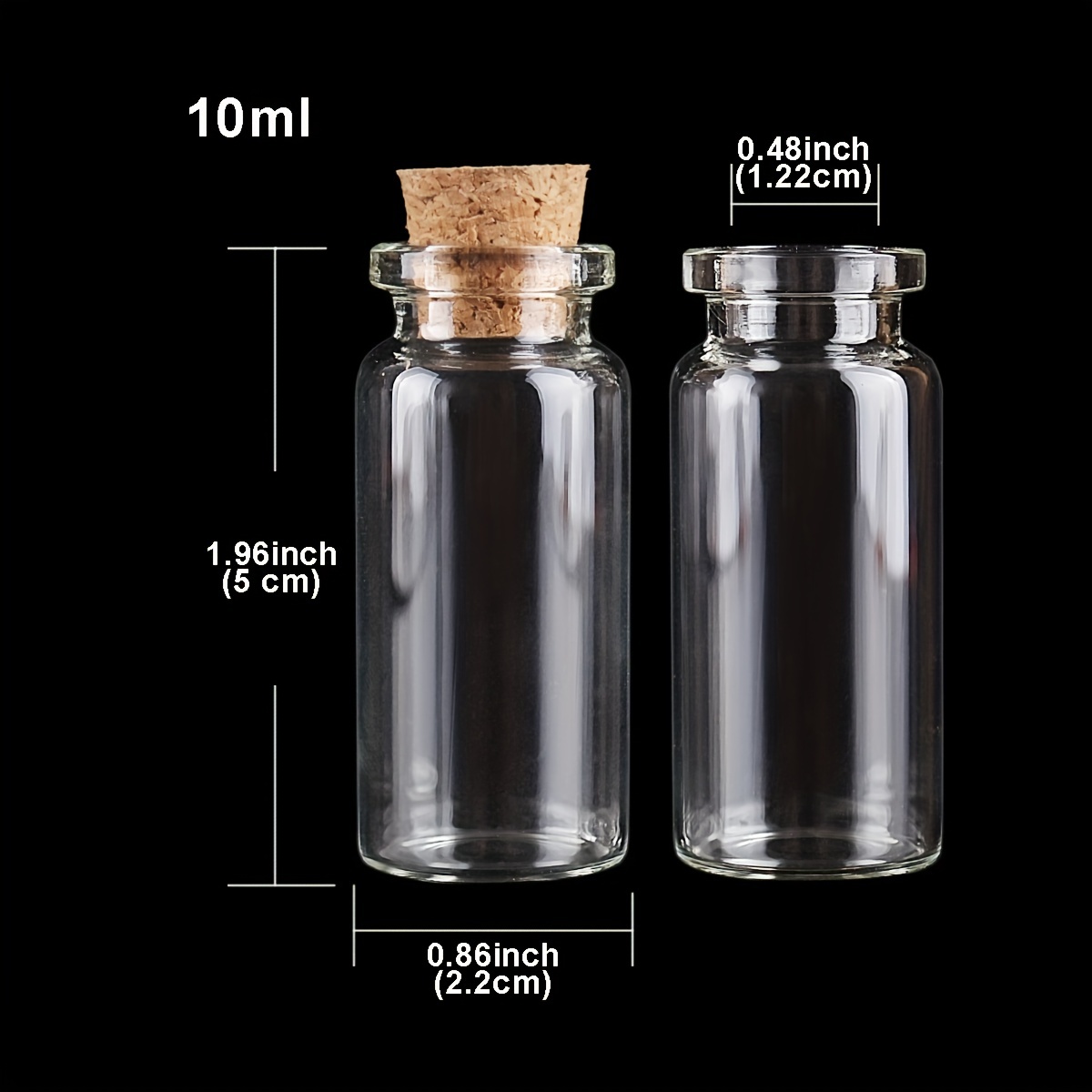 50 Pieces Mini Glass Jars Bottles with Cork Stoppers 5 Shapes Bottle