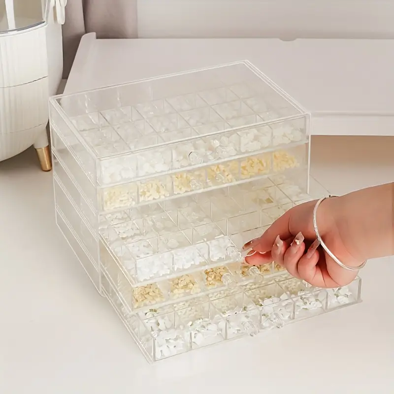 120 Grids Nail Art Storage Box 5-layer Acrylic Nail Gems Bead Supplies  Organizer