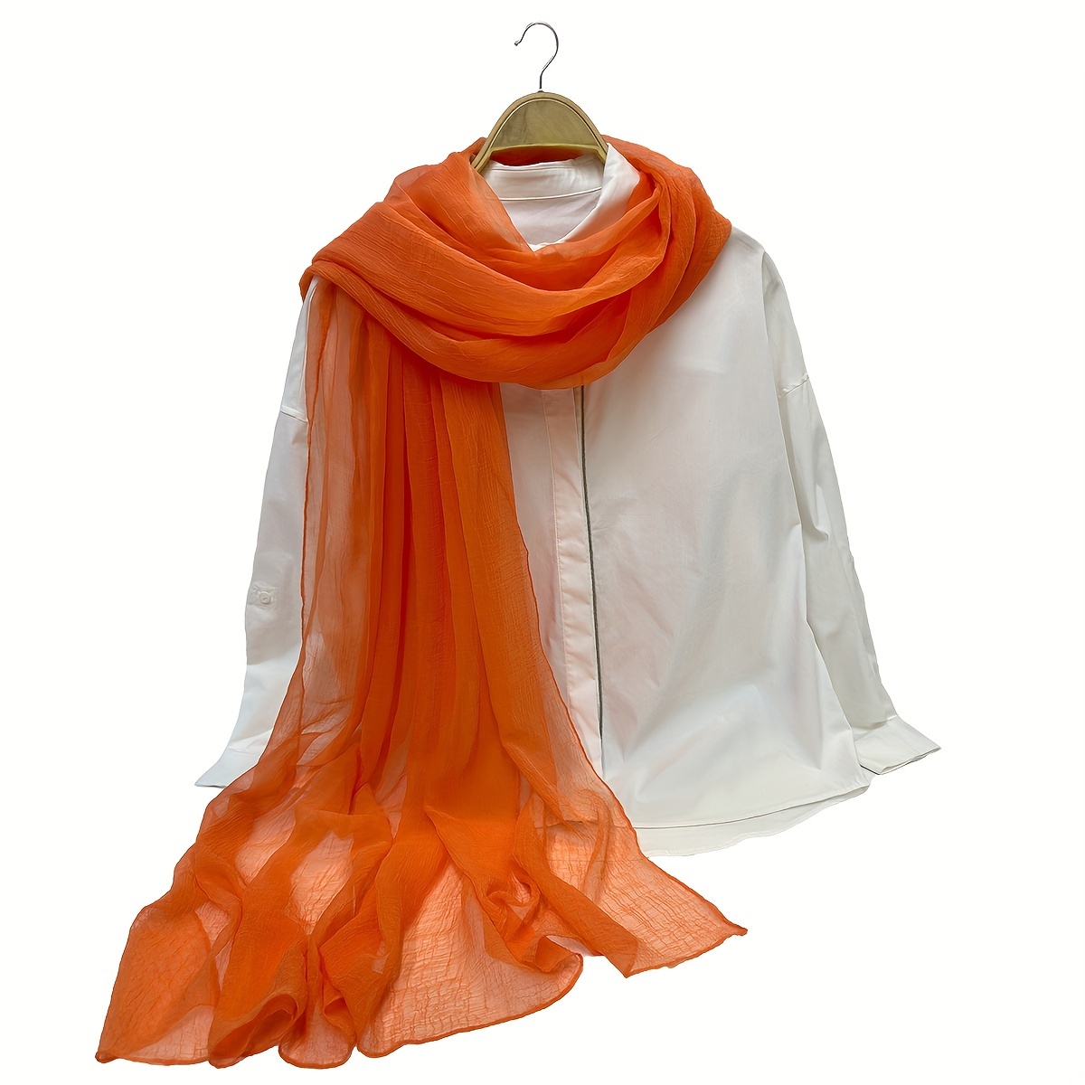 Solid Crinkle Scarf Hijab Thin Shawl Breathable Head Wrap