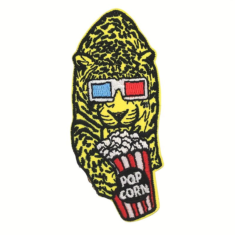 Holding Popcorn Leopard Embroidered Patch For Men, Iron On Or Sew On To  T-shirt Pants Shoes Towel Pillow Storage Bag Handbag And More, Suitable For  Clothes Hat Backpack - Temu