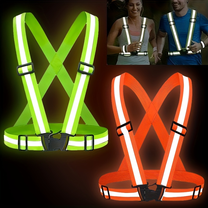 1pc Unisex Reflective Vest, Reflective Harness, Safety Reflective Vest For  Night Running & Cycling