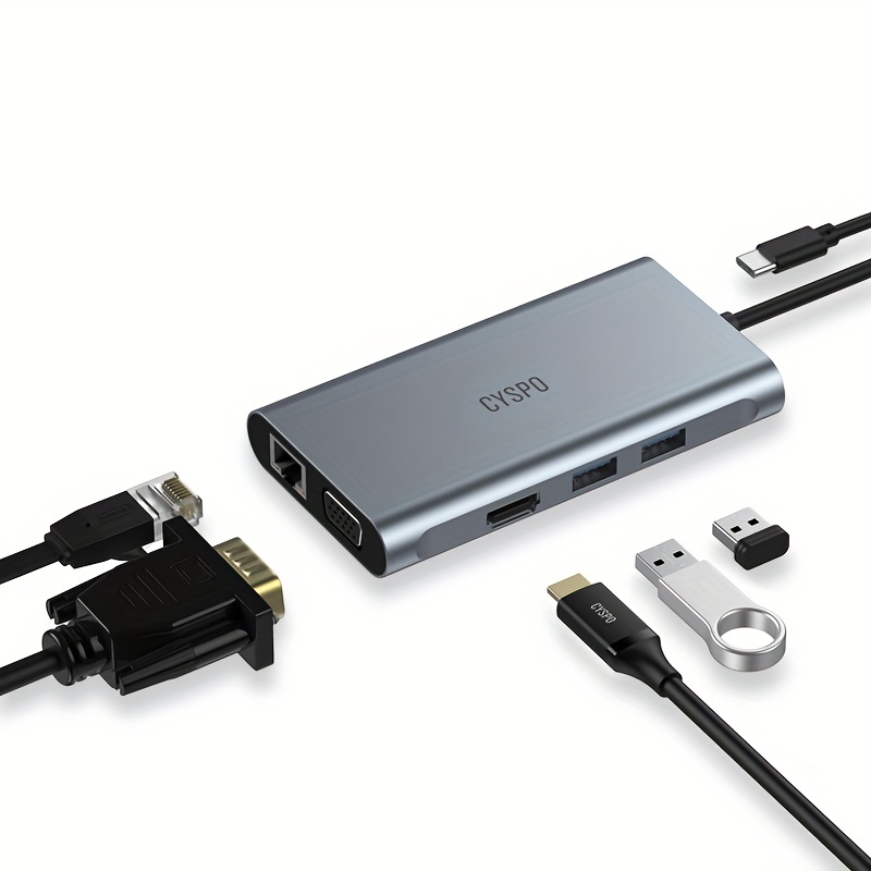 Ugreen USB-C Hub 9 in 1 USB3.0 4K HDMI VGA RJ45 Ethernet Adapter Macbook  Dell