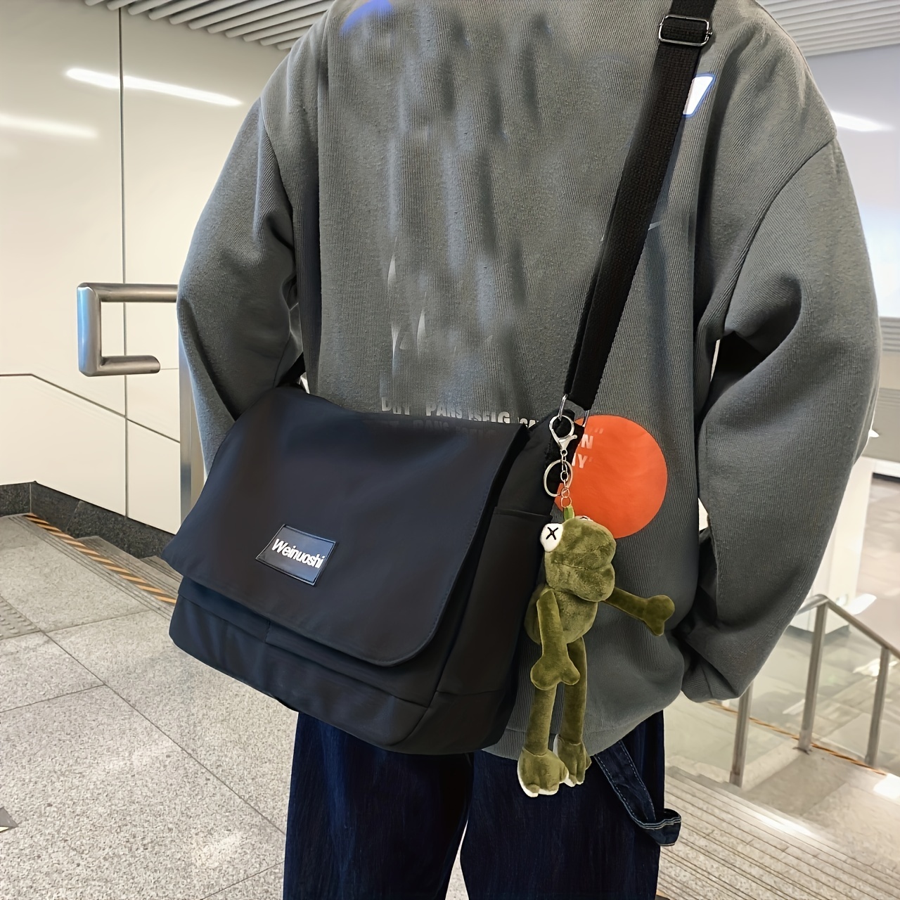 Aesthetic Canvas Shoulder Bag Unisex Crossbody Bag Casual 