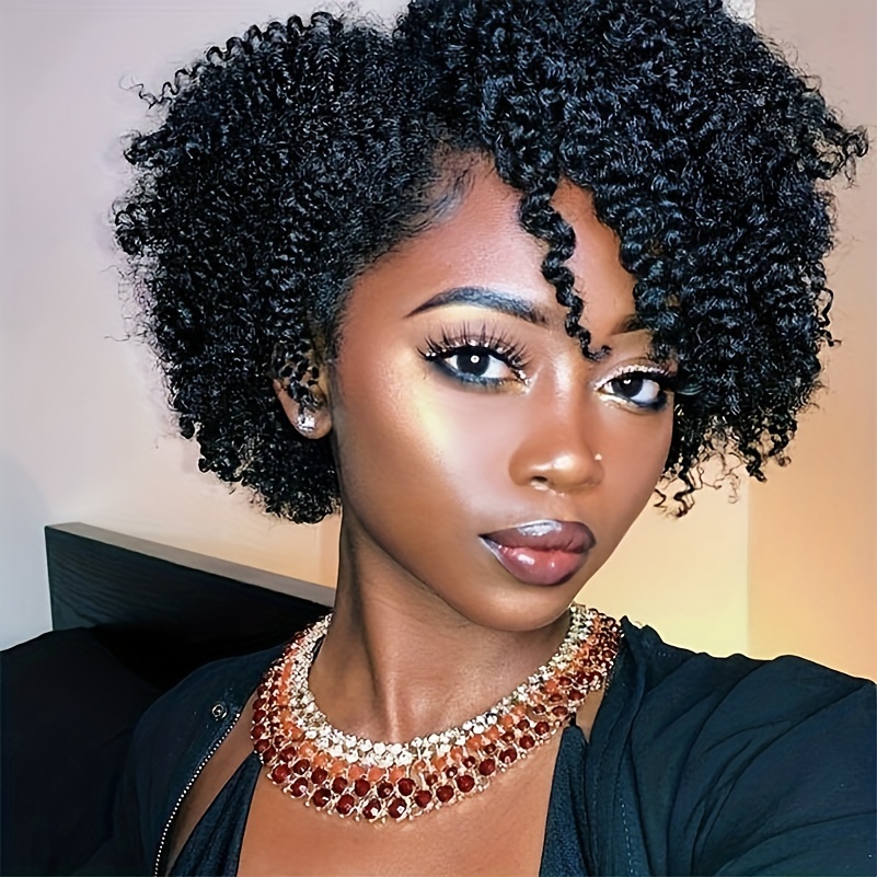 Fashion Short Wigs Side Part Wig Afro Bomb Curly Temu