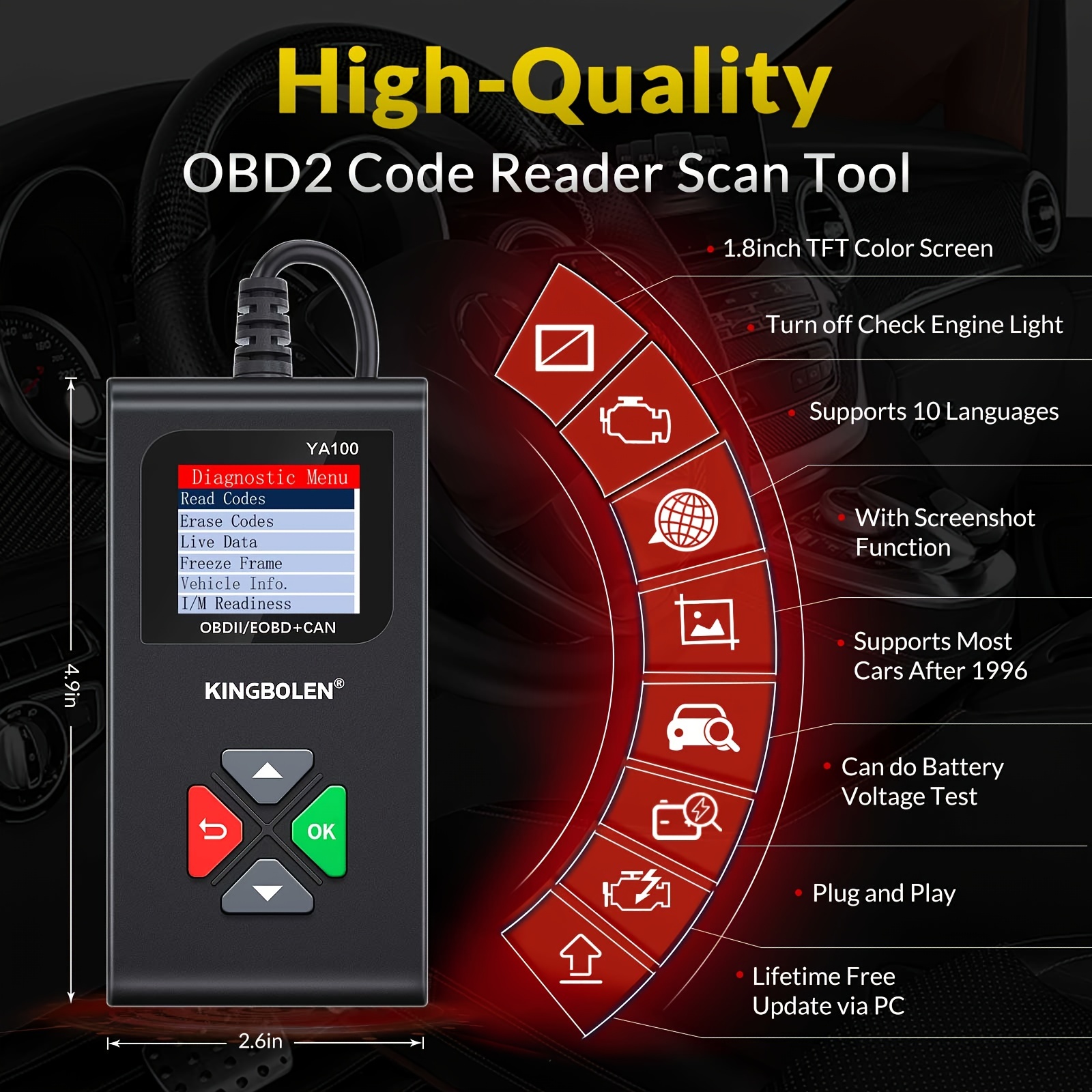 Acheter YA101 – lecteur de Code OBDII/EOBD, Scanner OBD2, testeur
