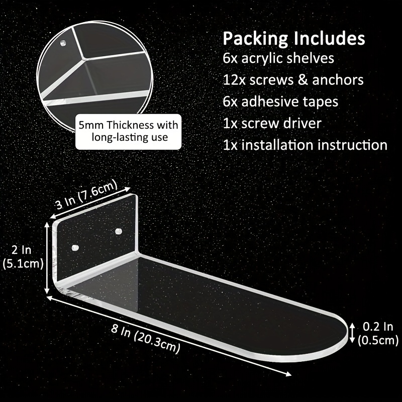 Floating Shoe Display Shelves For Wall Mount Set Of 8,clear