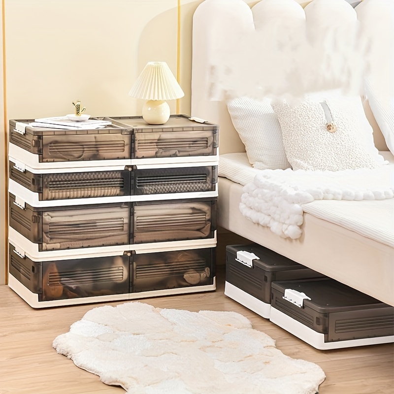 King bed bottom storage box flat pack box with roller skating clothing  storage box household under the bed make up organizer - AliExpress