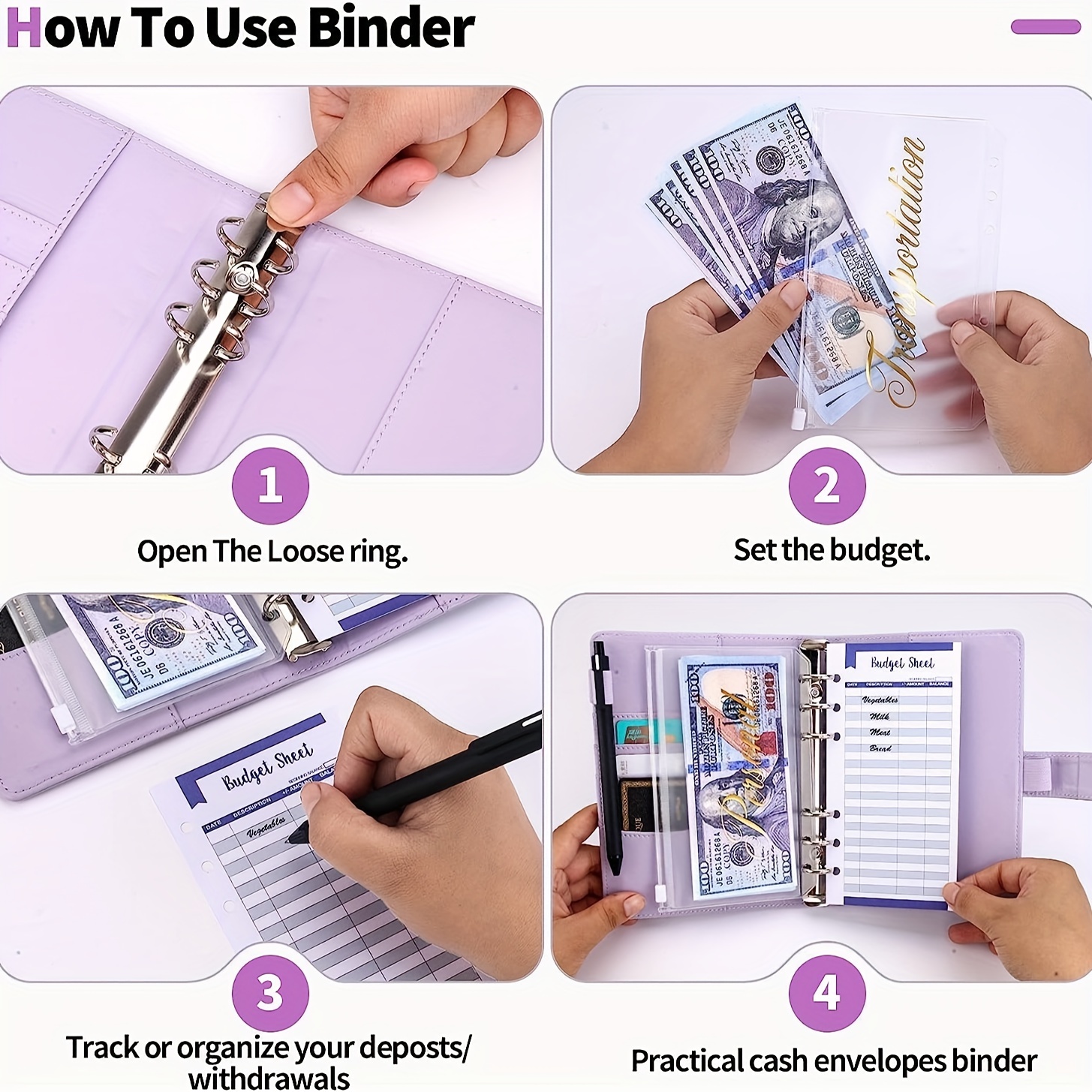 Envelope Challenge Binder, Budget Binder With Zipper Envelopes, Savings  Challenge Laminated Cash Envelope Insert A6 Budget Binder, Budgeting Money  Organizer - Temu