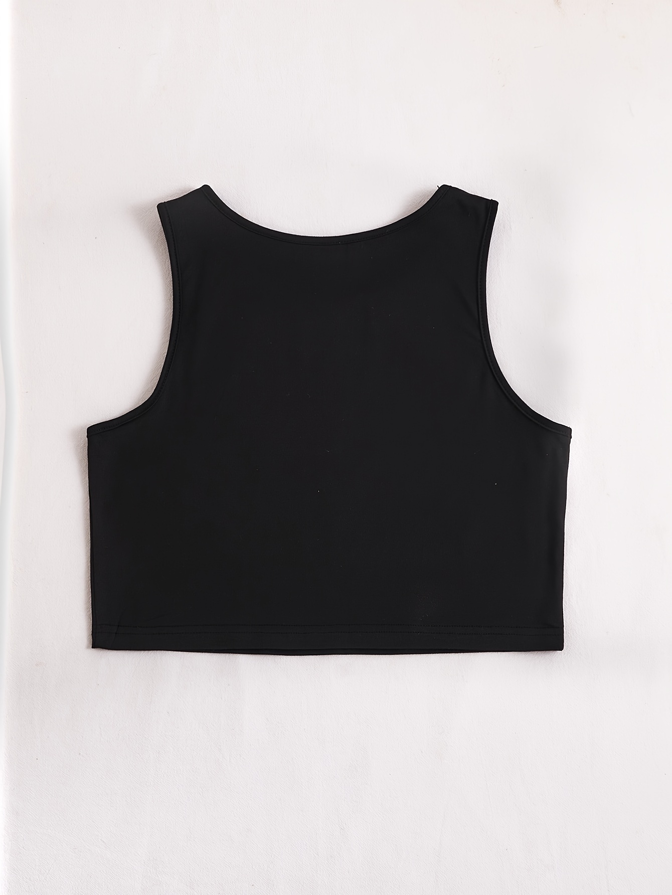 MAWCLOS Ladies Summer Crop Top Letter Print Cropped Tank Tops Square Neck T  Shirts Fashion Workout Sleeveless Tee Black XL 