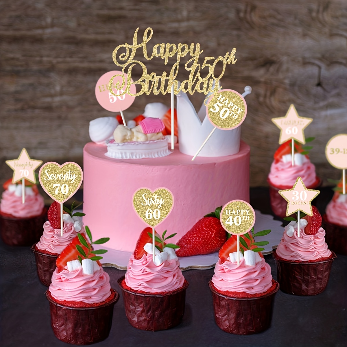 Baking Cake Decoration Golden Large Small Size Glitter Crown - Temu