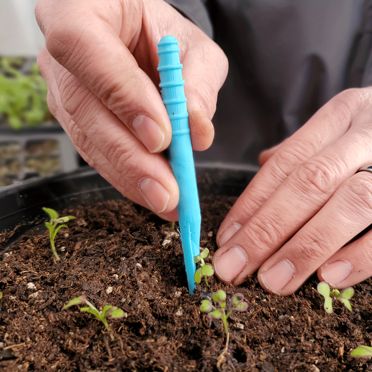 4 Pcs Mini Soil Hole Punchers Plastic Seed Planters Transplanting Planting  Tools For Garden, Home Planting(random Color)