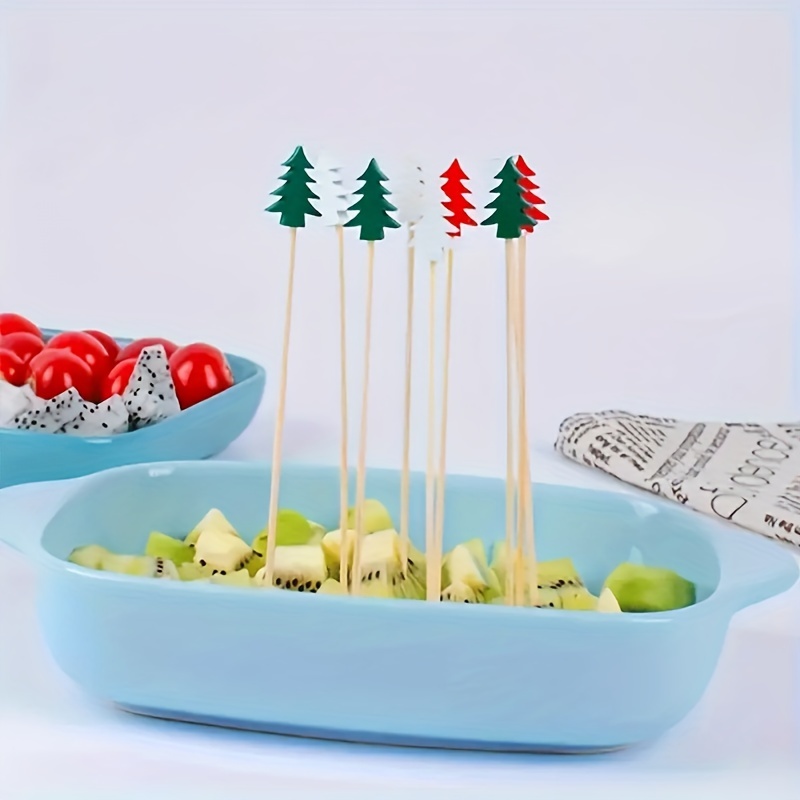 Creative Green Bamboo Leaf Fruit Fork Chopsticks Cocktail Fork