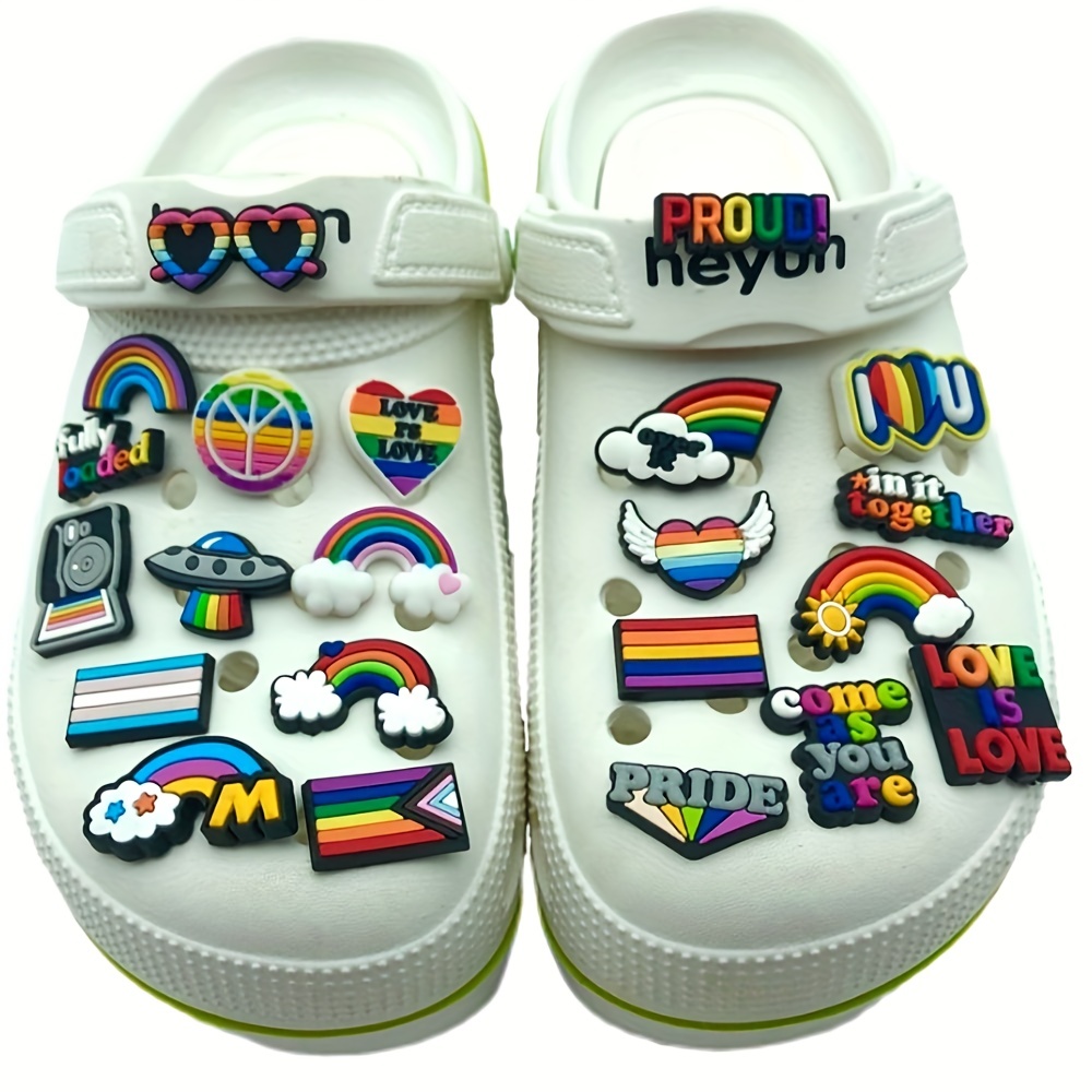 Crocs on sale rainbow slides