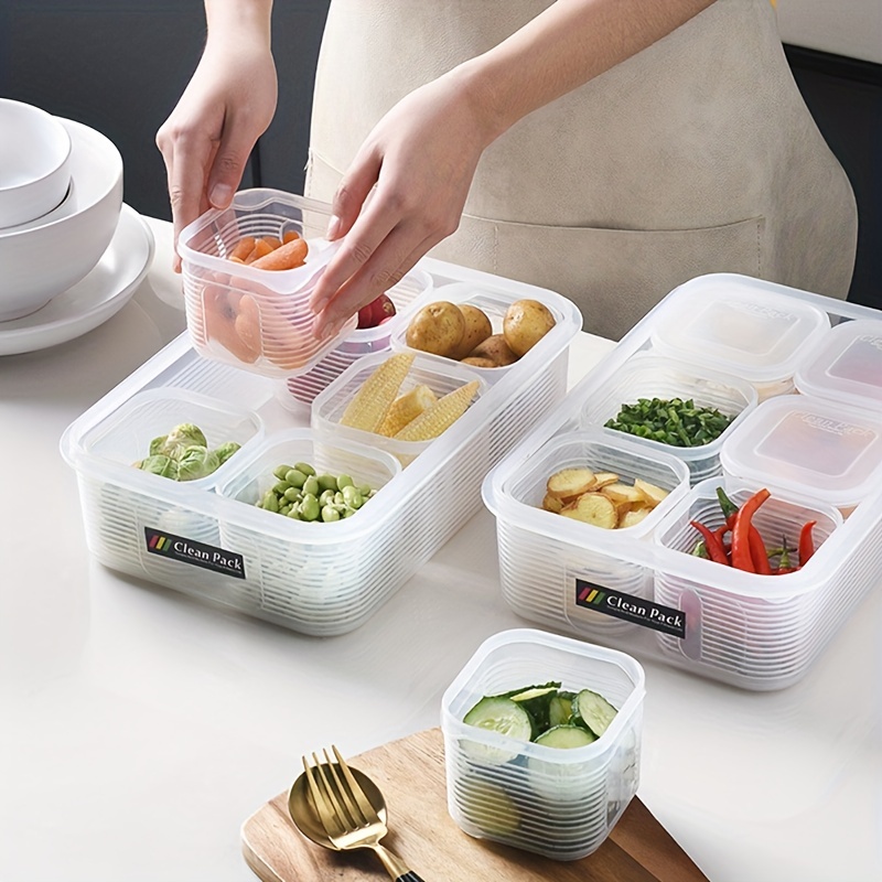 1pc Microwave Safe Transparent Plastic Lunch Box, Salad & Fruit