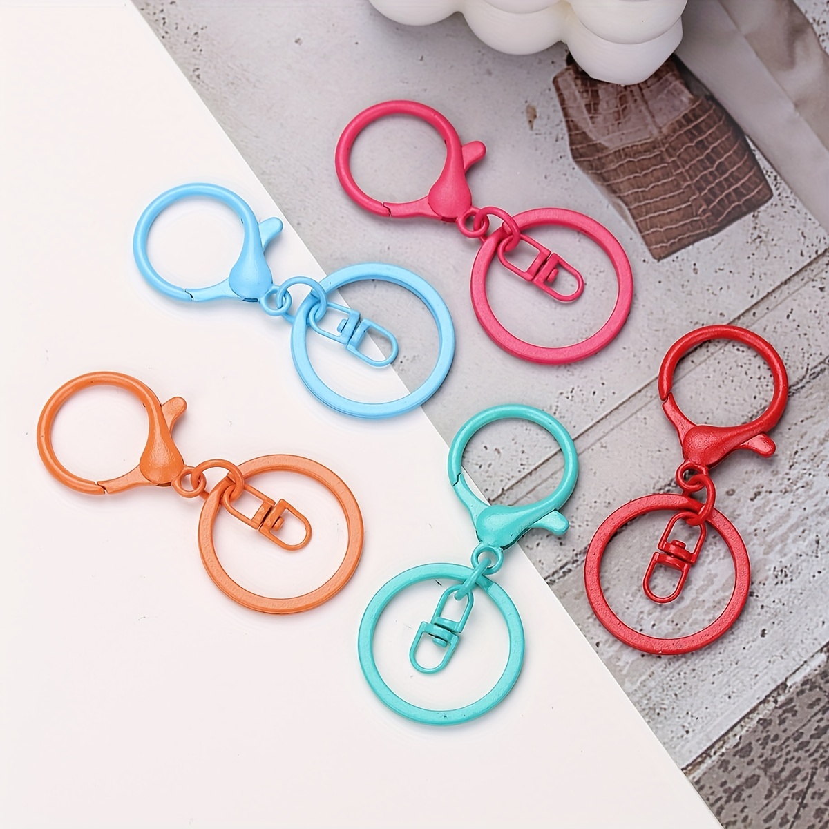 Candy Color Keychain Clips Cute Metal Split Rings Spring - Temu