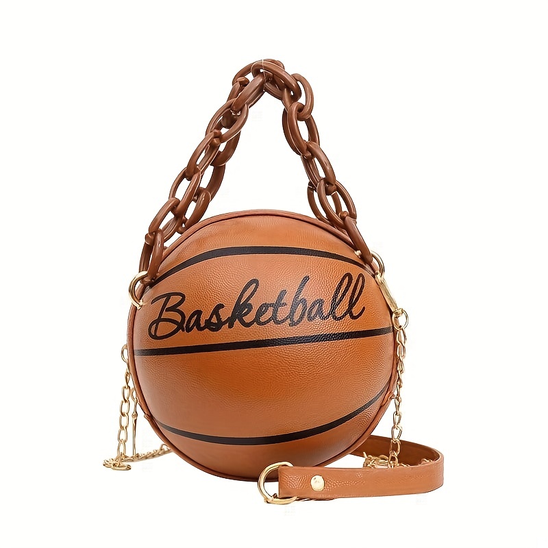 Waterproof,Lightweight,Business Casual Mini Letter Graphic Basketball  Shaped Satchel Bag Basketball Shaped Crossbody Bag, Trendy Y2K Chain  Shoulder Bag, Pu Top Handle Circle Purse For Teen Girls Women College  Students,Rookies & White-collar Workers