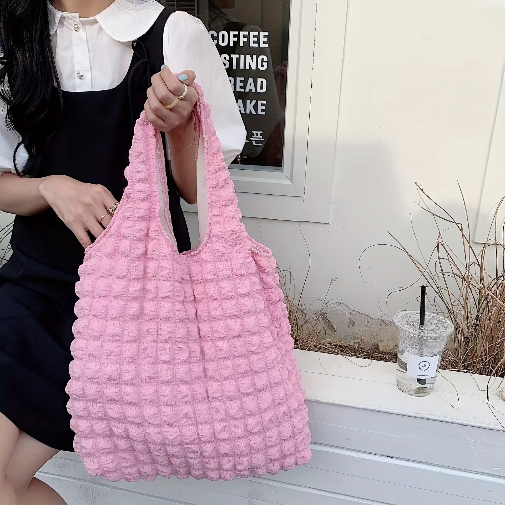 Soft Corduroy Tote Bag, Argyle Quilted Shoulder Bag, Cloud Large Capacity  Handbag For Women - Temu