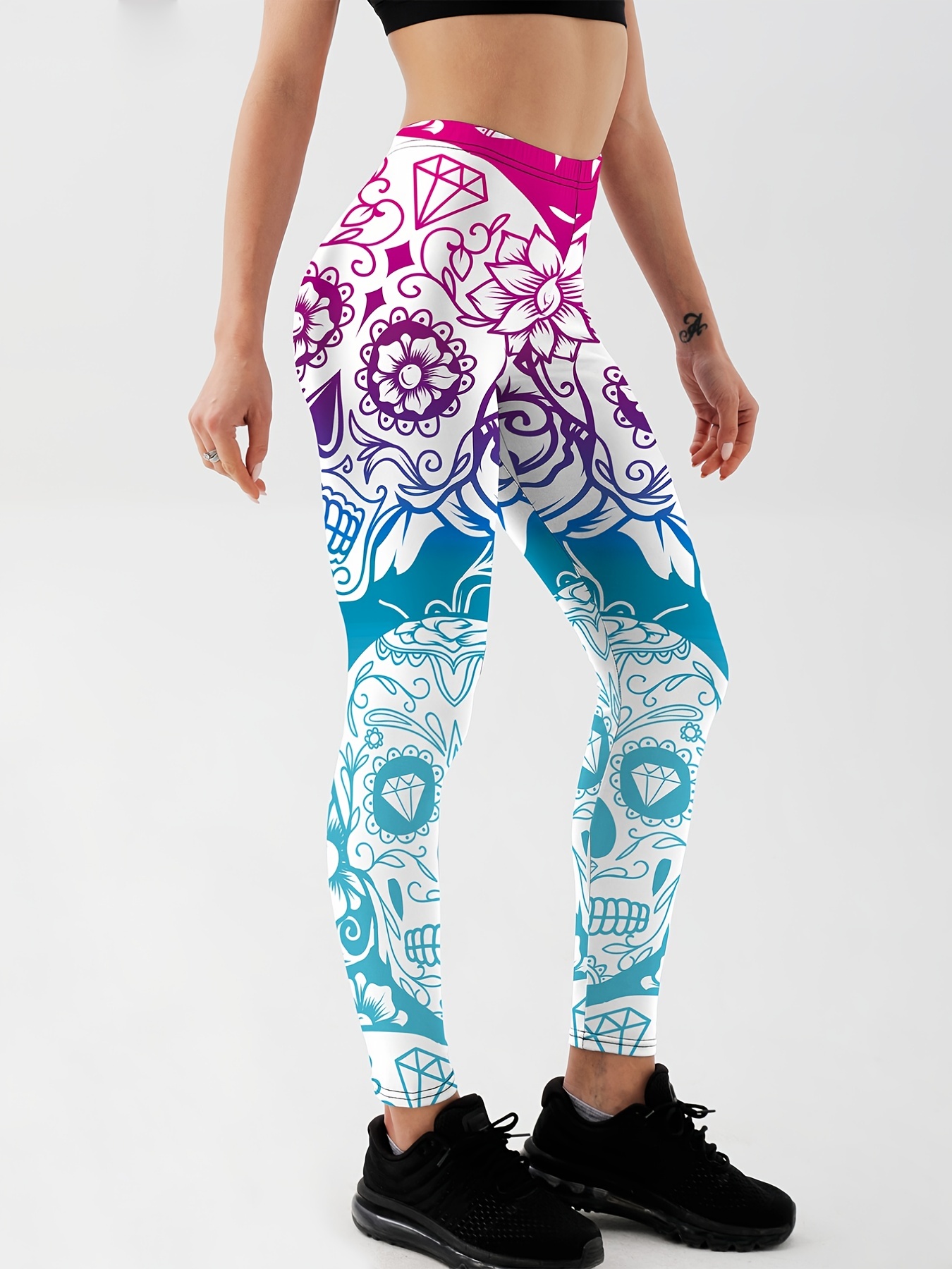 Time and Tru Floral Athletic Leggings for Women