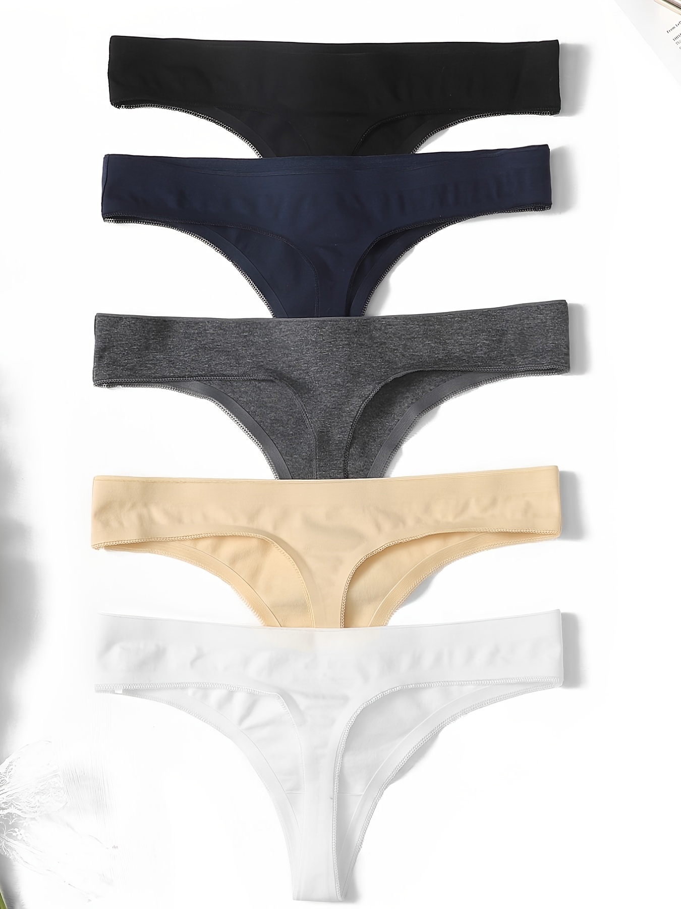 Skin friendly Ribbed Thong Panties Comfy Breathable Low - Temu