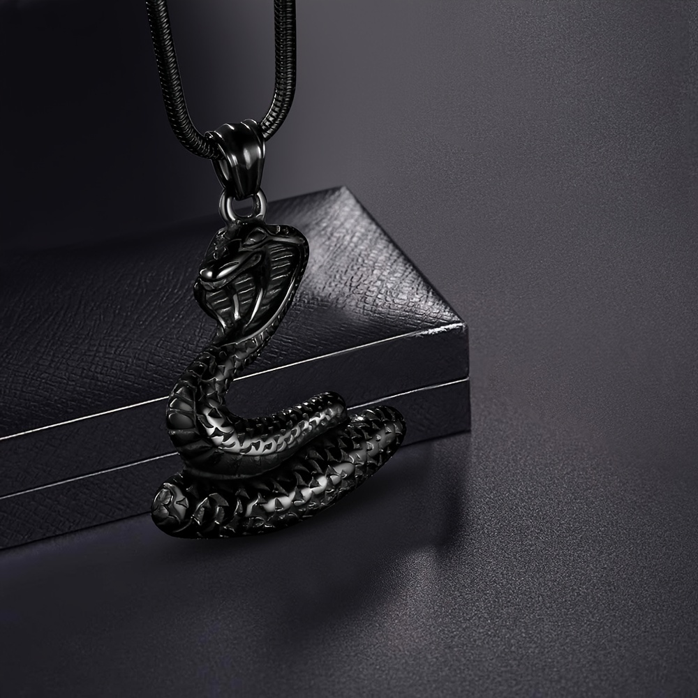 Snake Necklace Stainless Steel Animal Rattlesnake Pendant Gothic