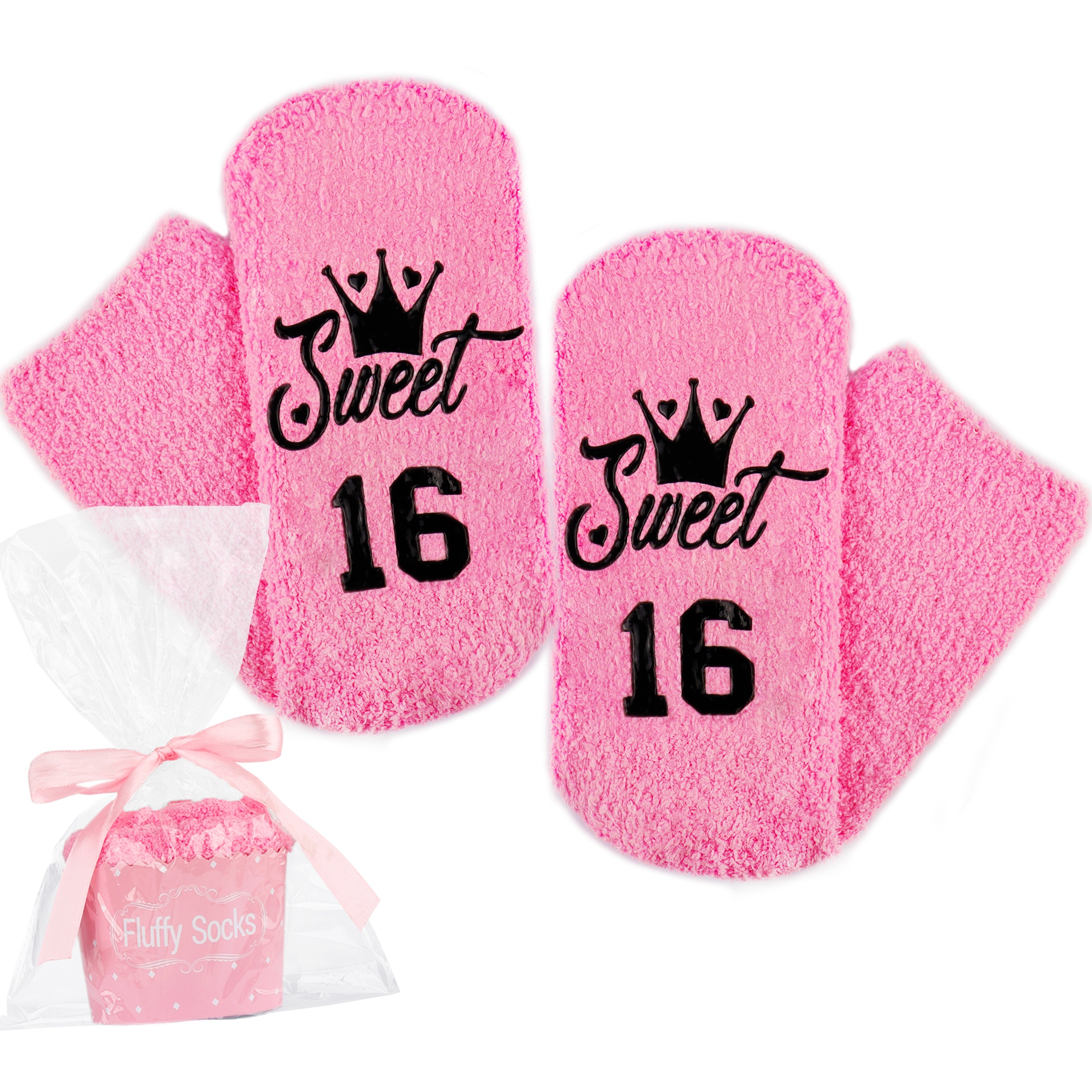 

1 Pair Birthday Cute Fluffy Socks For Women, Soft Comfortable Thickened Warm Medium Tube Socks