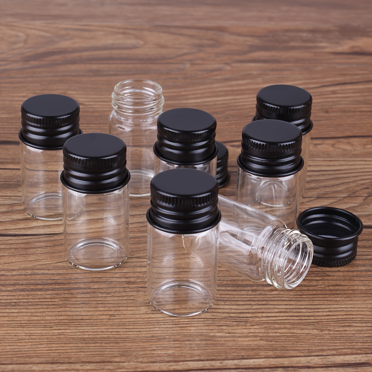 48pcs 14ml Glass Bottles with Aluminium Caps Mini Glass Jars Tiny