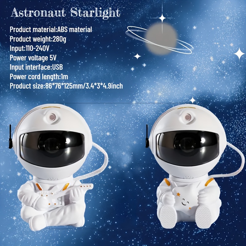 Veilleuse astronaute avec une étoile projecteur LED de ciel étoilé noir •  Veilleuse