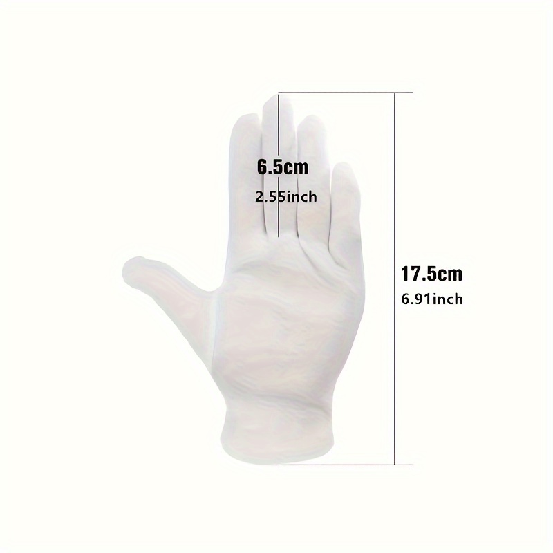 12 pares de guantes de algodón blanco para manos secas, guantes de trabajo  suaves y elásticos, para monedas, joyas, plata, guantes de inspección