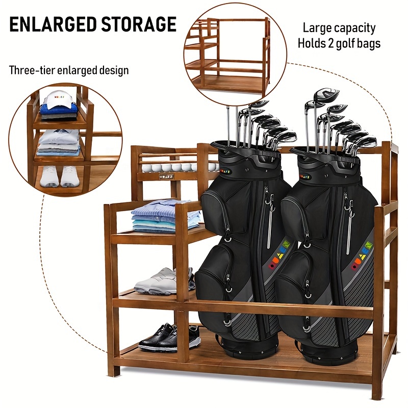 Wooden Golf Storage Organizer Garage Golf Bag Storage Rack - Temu