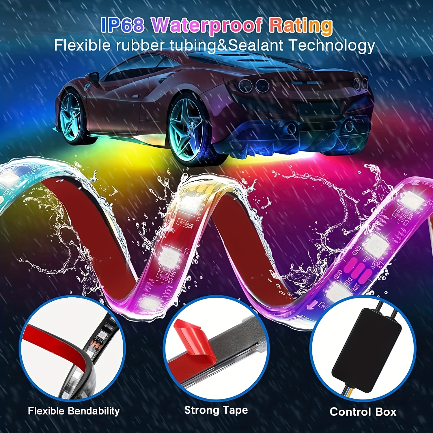 Underglow Kit Car Car Led Lights App Remote Control 16 Smart - Temu