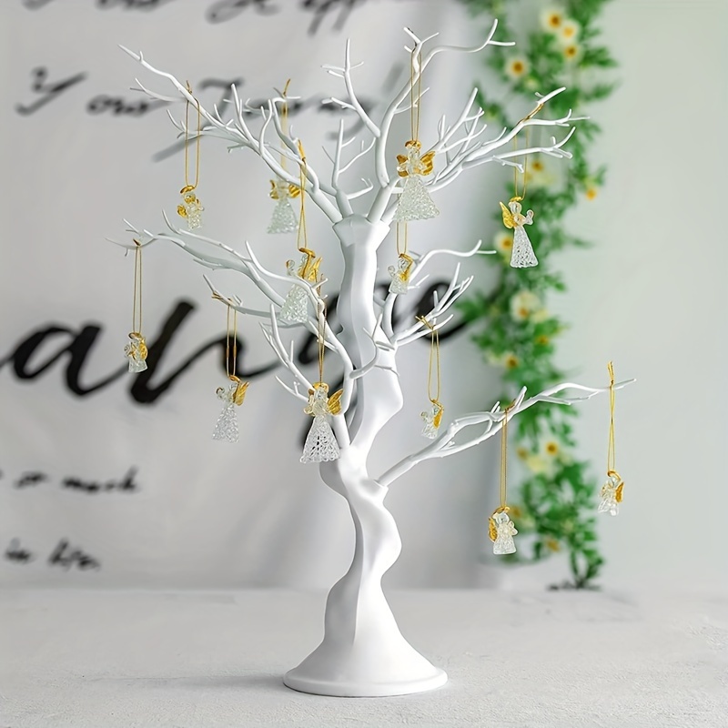 Image of Versatile Artificial Tree Centerpiece - Perfect For Weddings, Birthdays & Holiday Decor | 22.8"/" White Christmas/easter Display Stand, Decorative, Ornament Display, Indoor Outdoor, Gift Display