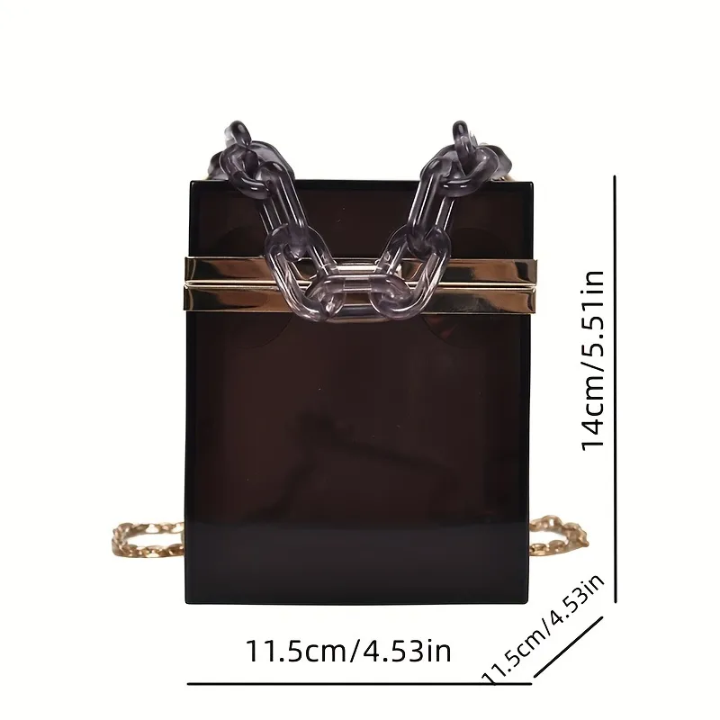 Transparent Acrylic Box Square Bag Clear Shoulder Crossbody Purse