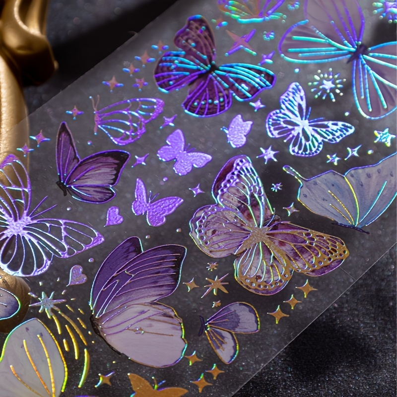 3pcs Farfalle decorative lucide e colorate in PVC Adesivi INS