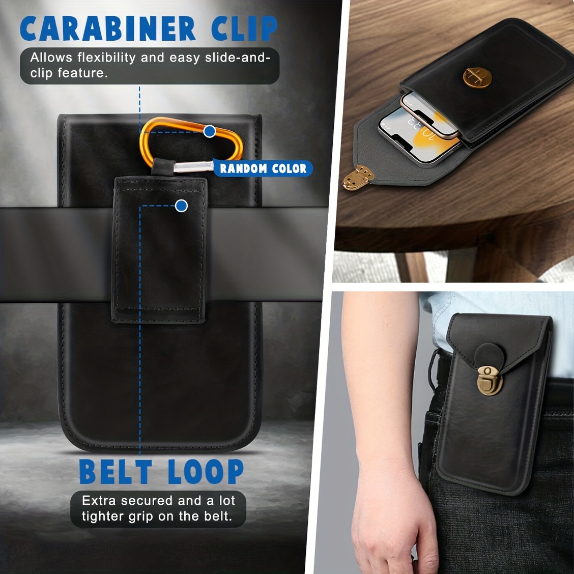 Casual Vertical Leather Phone Pouch, Cell Phone Holster With Belt