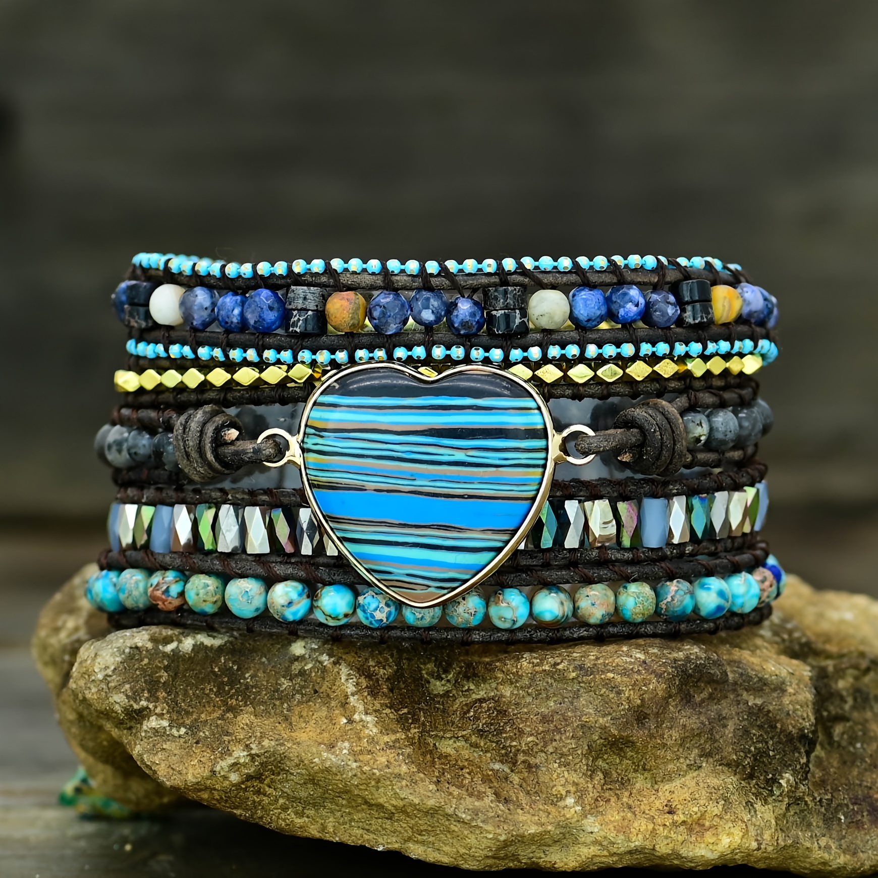 Boho Band Beaded Leather Bracelet