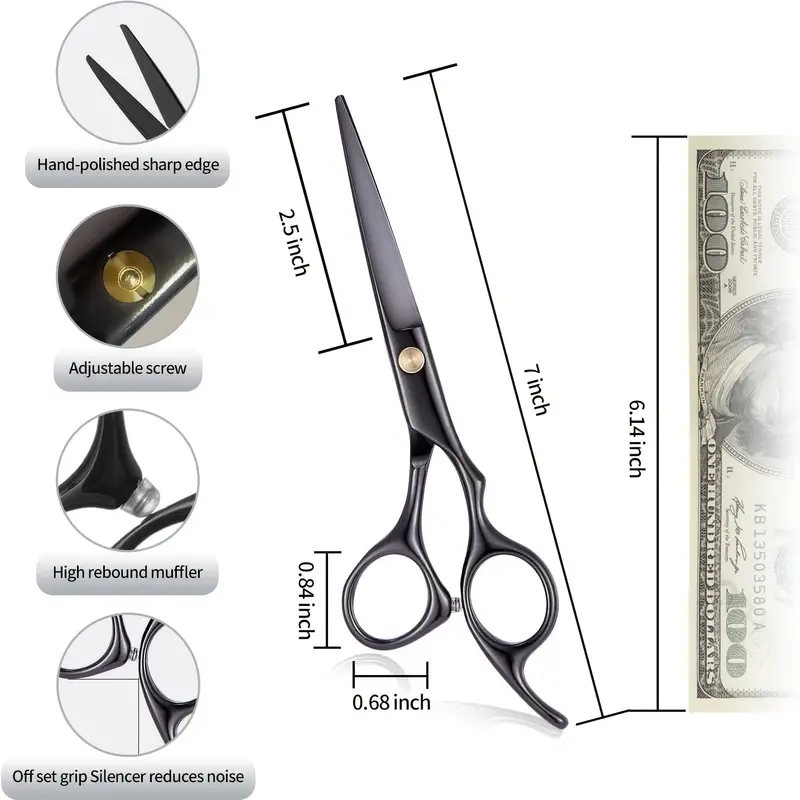 professional hair cutting scissors thinning shears kit with hair styling comb hair shears set barber scissors kit with hairdresser scissors haircut shears hair layering scissors for home salon black details 3