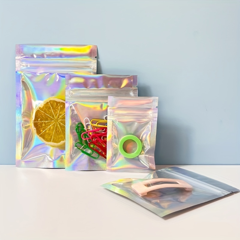 Jewelry Packaging Holographic Ziplock Bags Small Business - Temu
