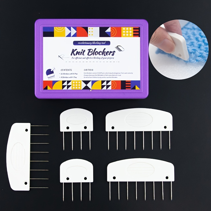 Knit Blocking Pins Kit, Knit Blocking Combs,Set Of 25 Combs For Blocking  Knitting, Crochet, Lace Or Needlework Projects,Extra 100 T-pins, For Use  With