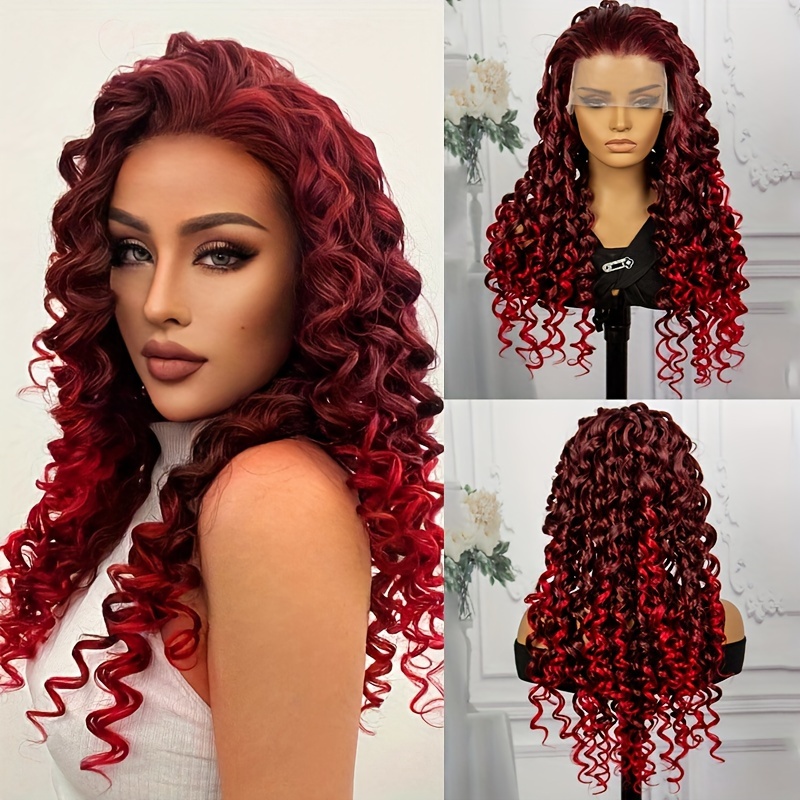 Synthetic Lace Wigs Long Braided Synthetic Wig 28 Inches Blcak 13x2 T-Part  Lace Wig With Baby Hair for Women