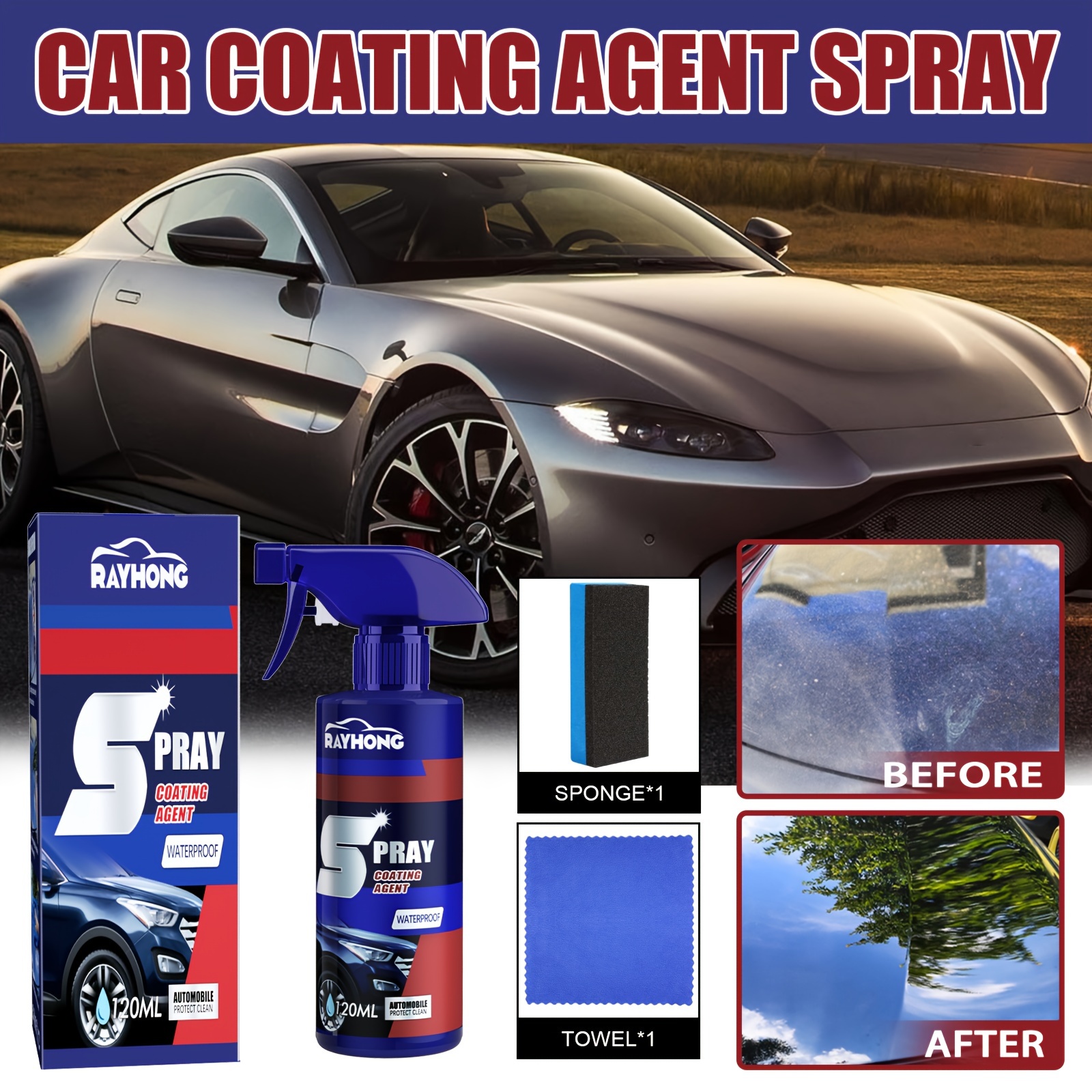 Quick Coating Spray, 16.9 fl oz (500 ml), Car Coating Agent, Quick Coating  Spray for Cars, Car Ceramic Coating Spray, Nano Coating Agent, Car Ceramic