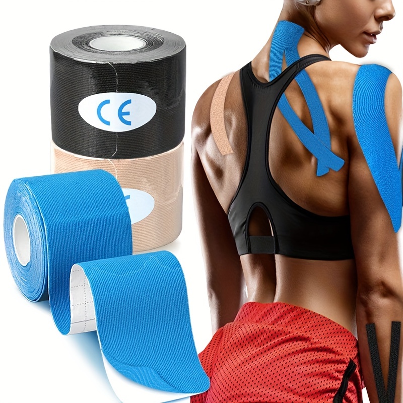 Sports Kinésiologie Tape Coton 2.5cm X 5m Exercice Noir Imperméable Beiges  Bleu Athlètes Rose 5cm X 5m Muscle Patch