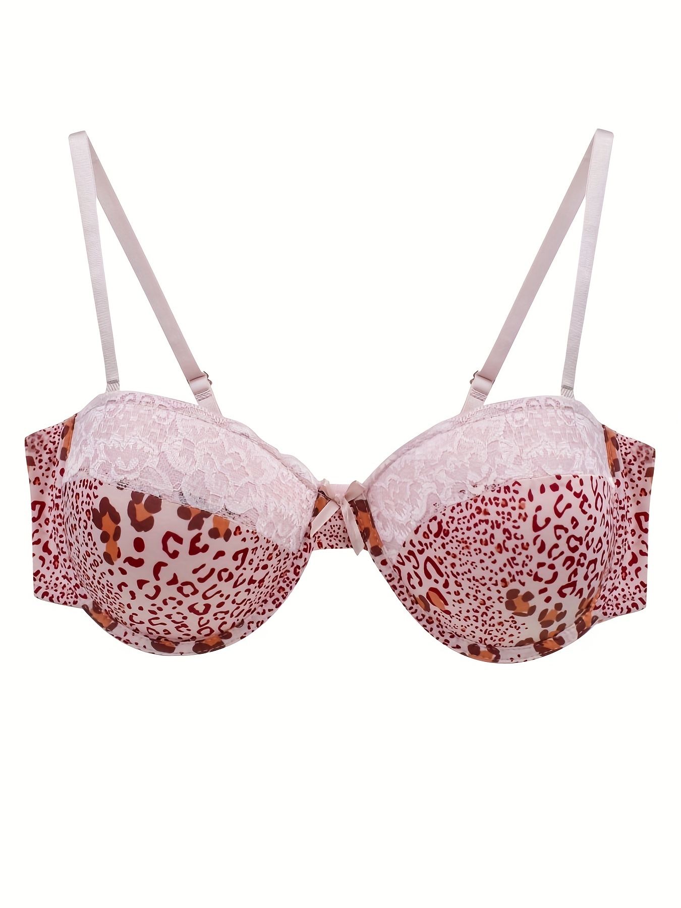 Red Leopard Lace Push Up Bra